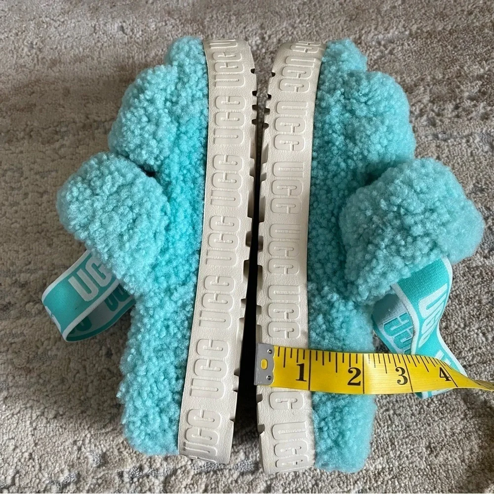 UGG Oh Fluffita Tide Pool Blue Flatform Platform Sandals Slingback: 6